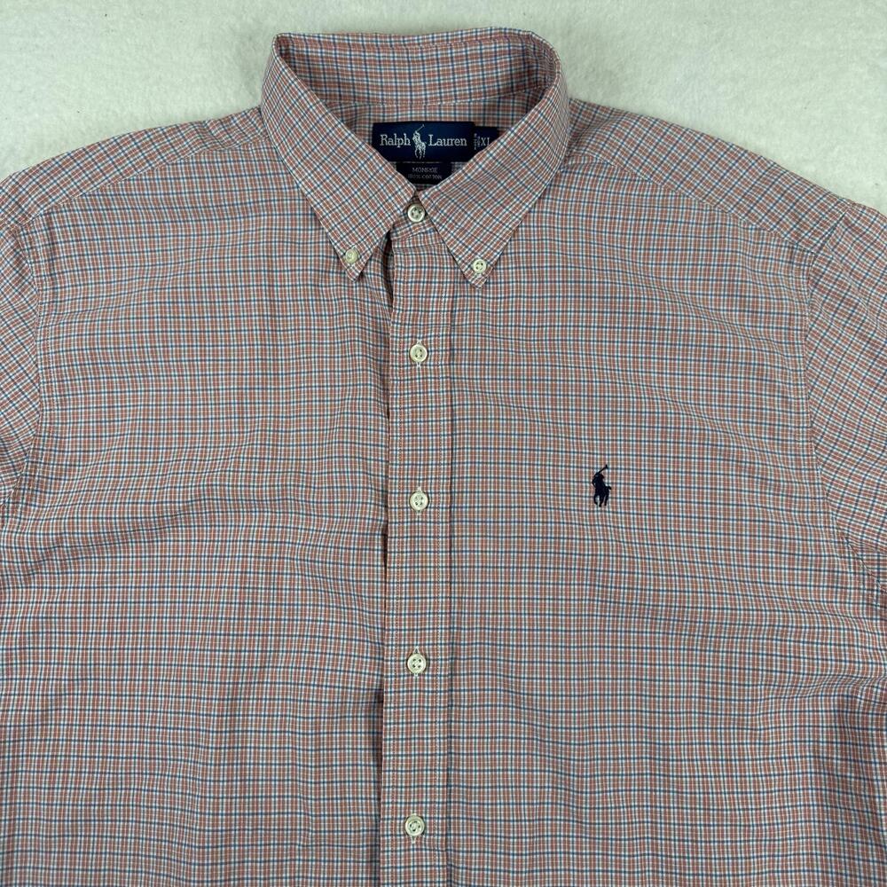 Ralph Lauren Shirt Mens Size XL Red Check Short Sleeve Button Down Cotton Casual
